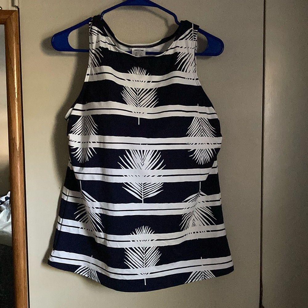 Land’s End tankini blue and white 14D